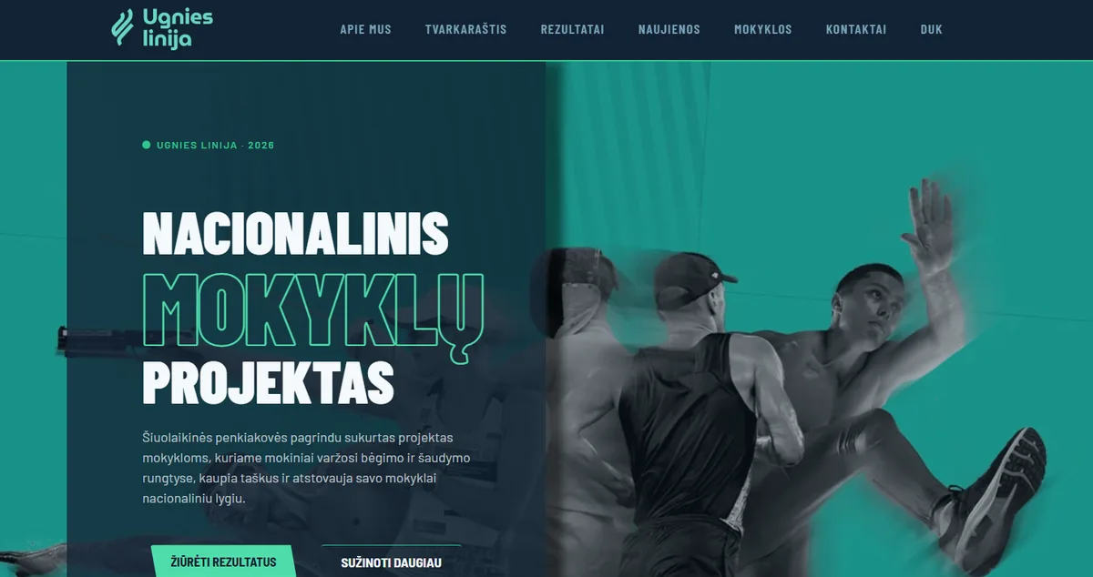 Ugnies linija pagrindinis puslapis kompiuterio ekrane