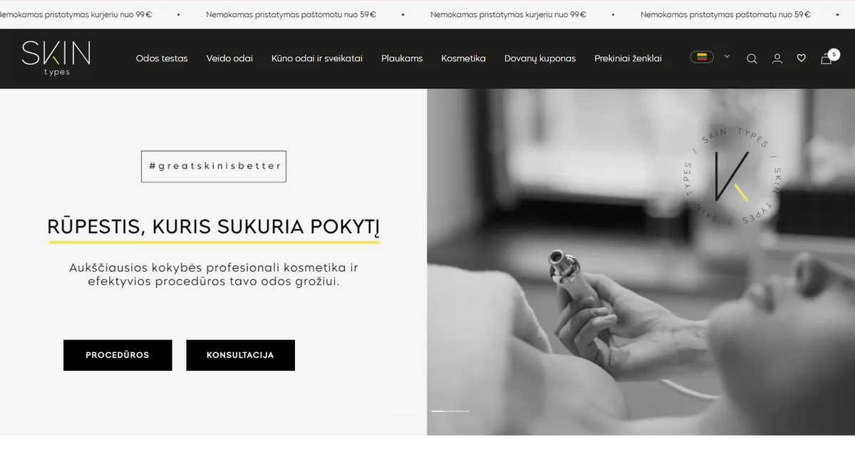 Skintypes pagrindinis puslapis